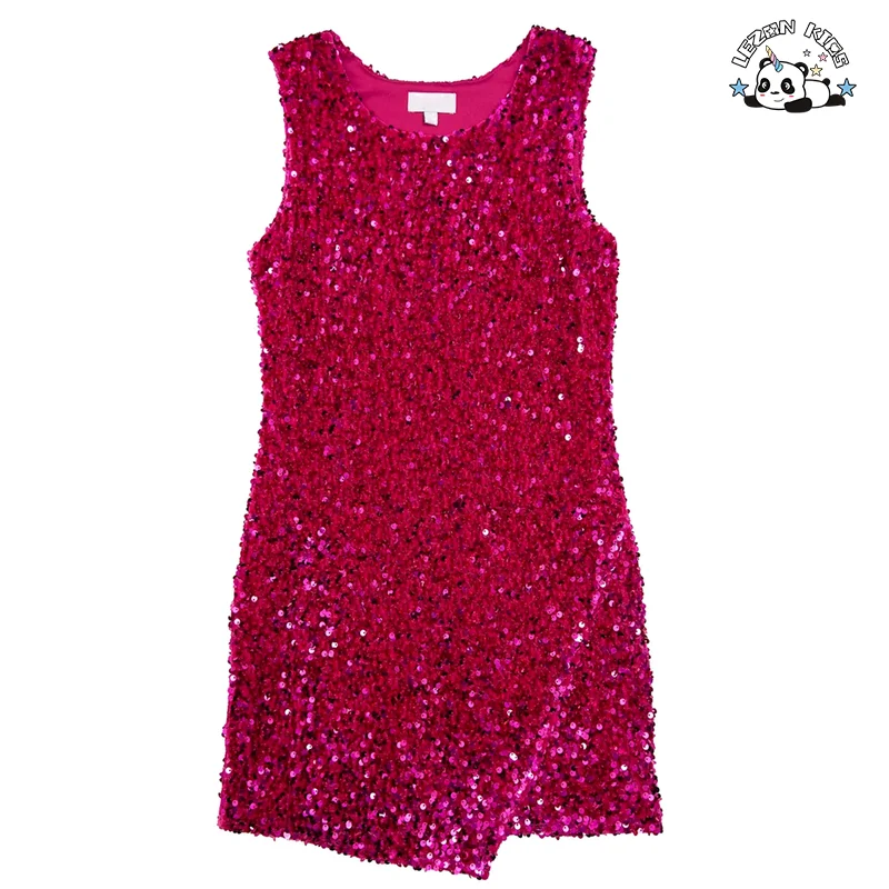 LEZONKIDS - Customizable Hot Sale Velvet Sequin Dress Party Sequin Girls Elegant Dress Kids Dresses for Girls